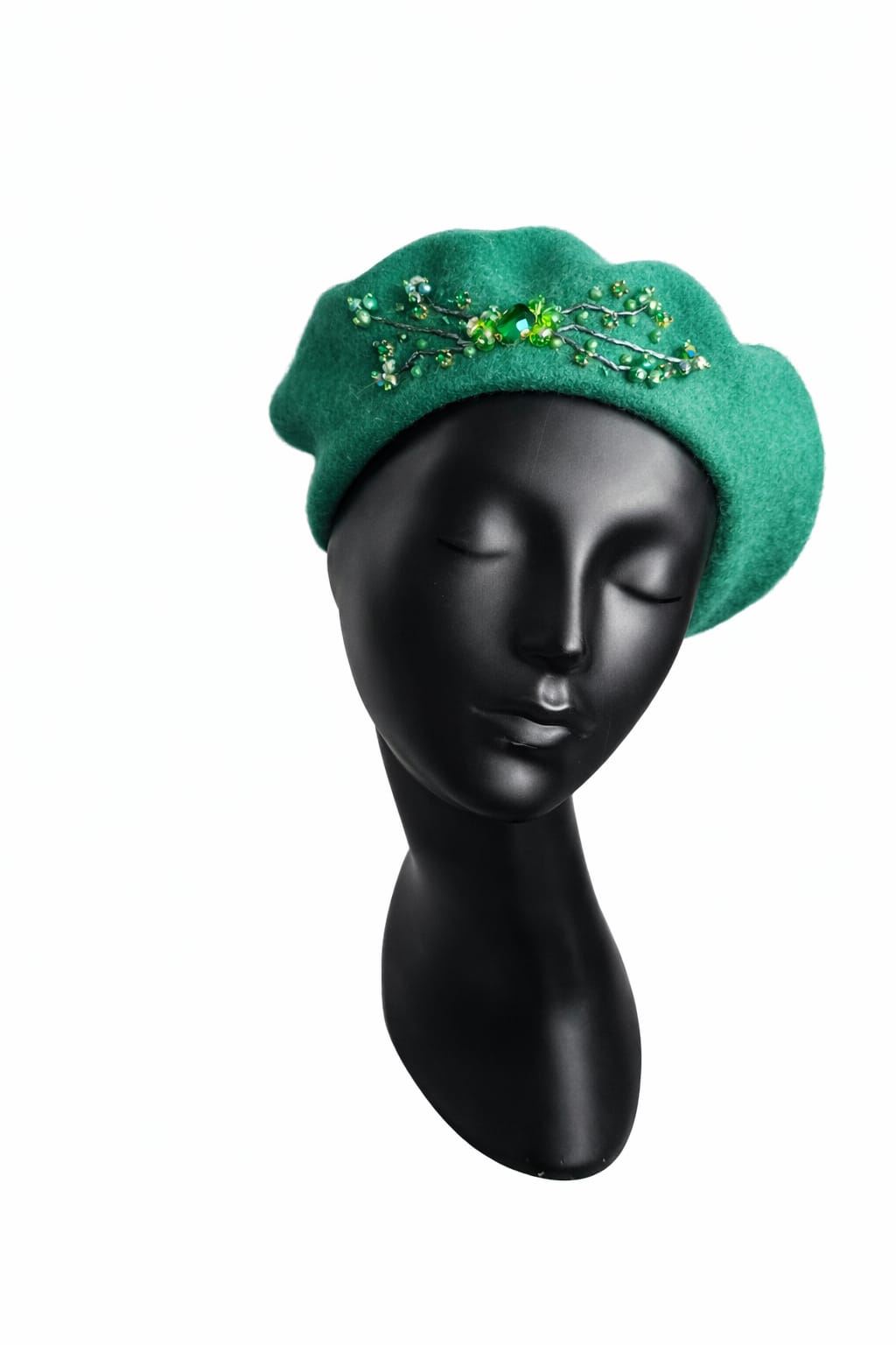 Handmade Beret with Crystal & Bead Details