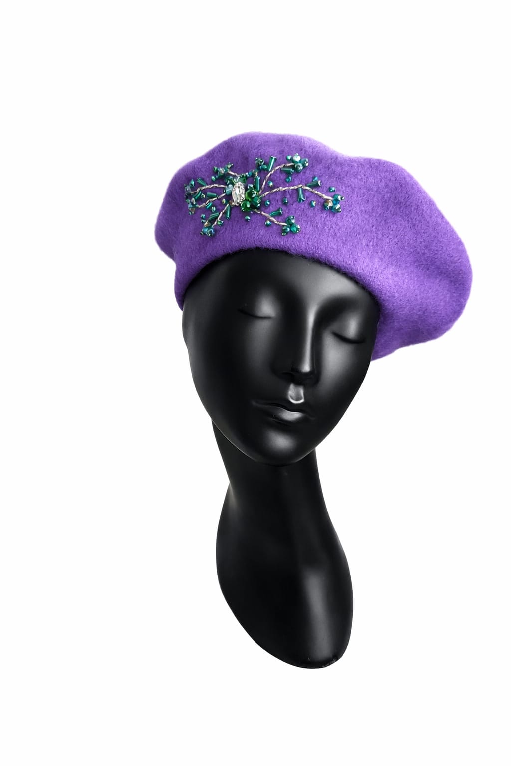Handmade Beret with Crystal & Bead Details