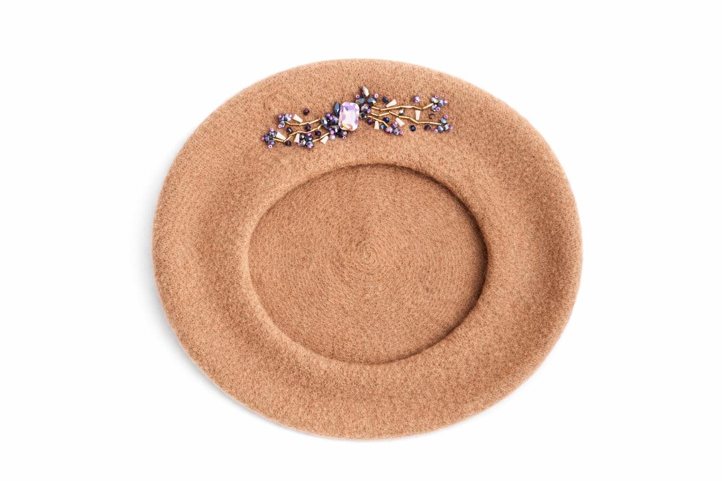Handmade Beret with Crystal & Bead Details
