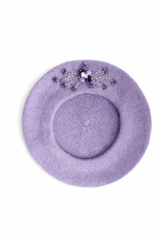 Handmade Beret with Crystal & Bead Details