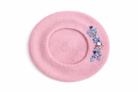 Handmade Beret with Crystal & Bead Details