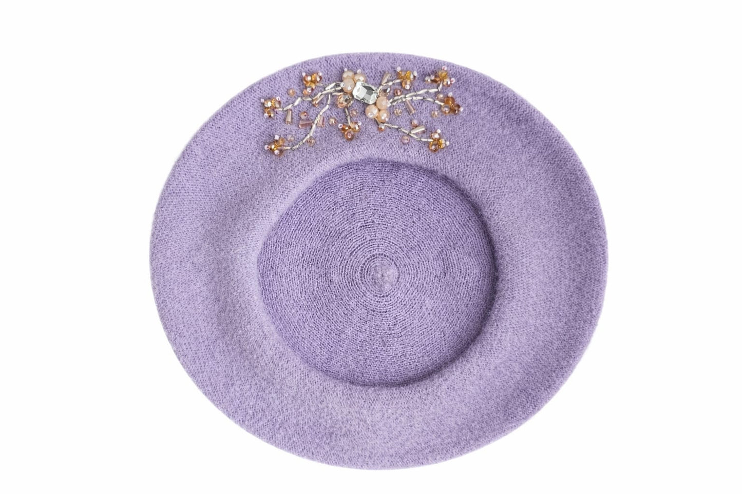 Handmade Beret with Crystal & Bead Details