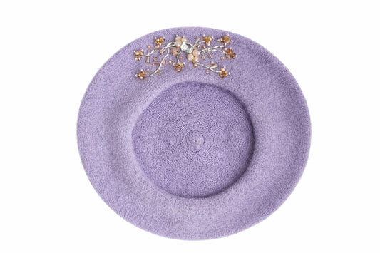 Handmade Beret with Crystal & Bead Details