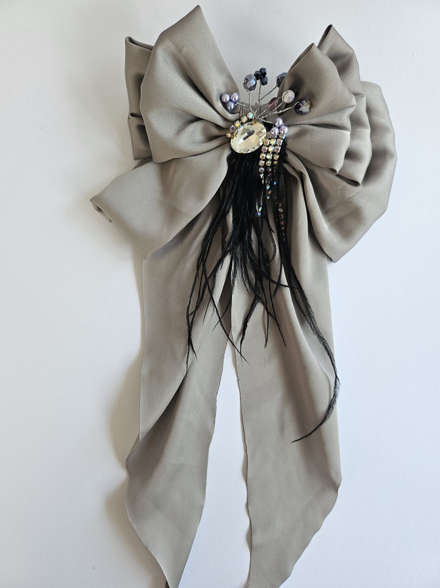 Handmade Bow with Crystal & Bead Details