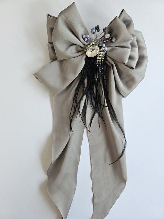 Handmade Bow with Crystal & Bead Details