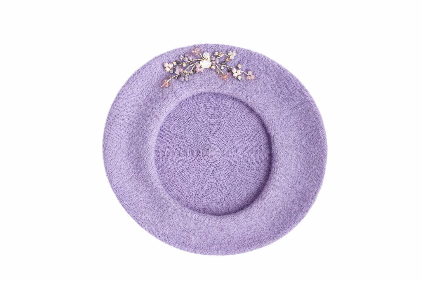 Handmade Beret with Crystal & Bead Details