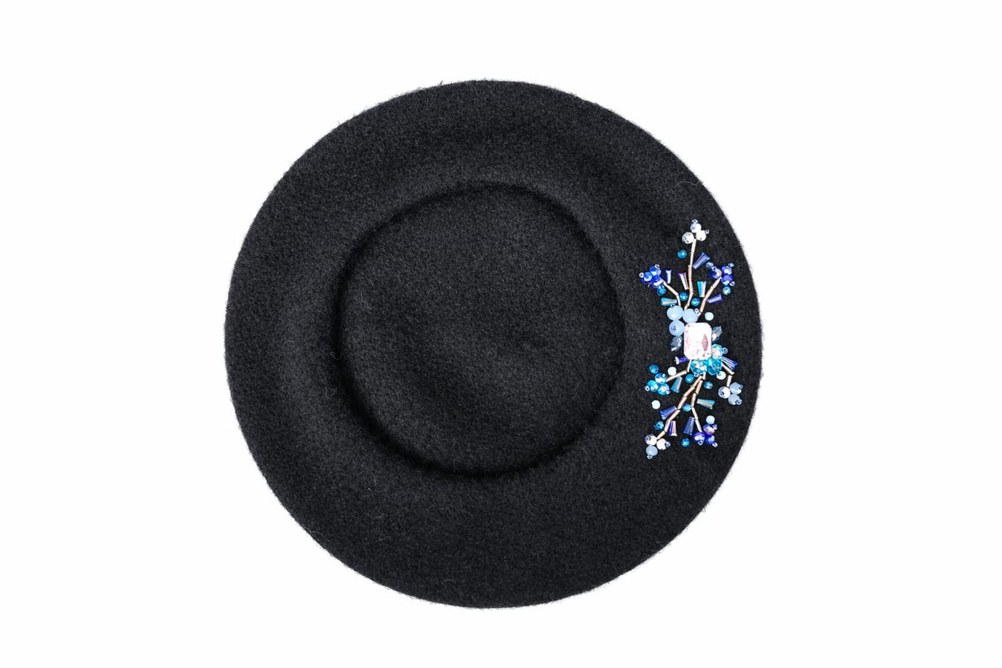 Handmade Beret with Crystal & Bead Details
