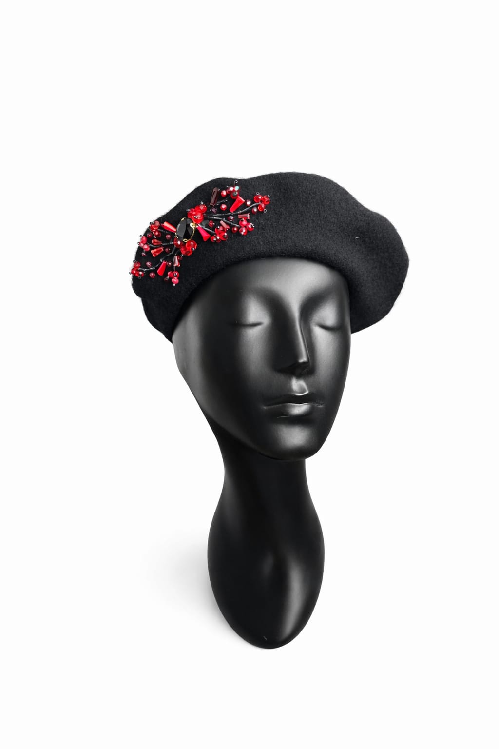 Handmade Beret with Crystal & Bead Details