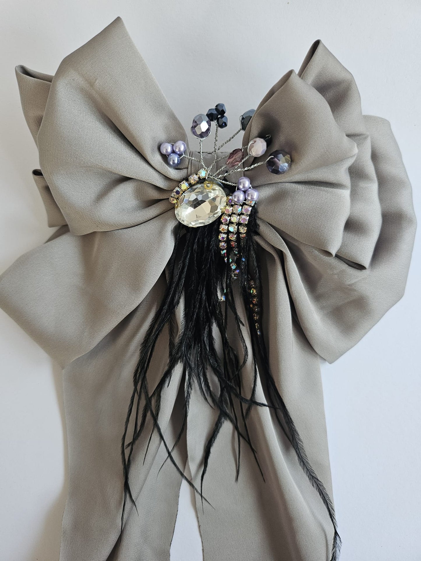 Handmade Bow with Crystal & Bead Details