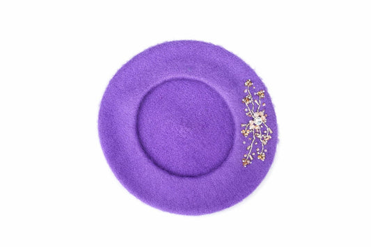 Handmade Beret with Crystal & Bead Details