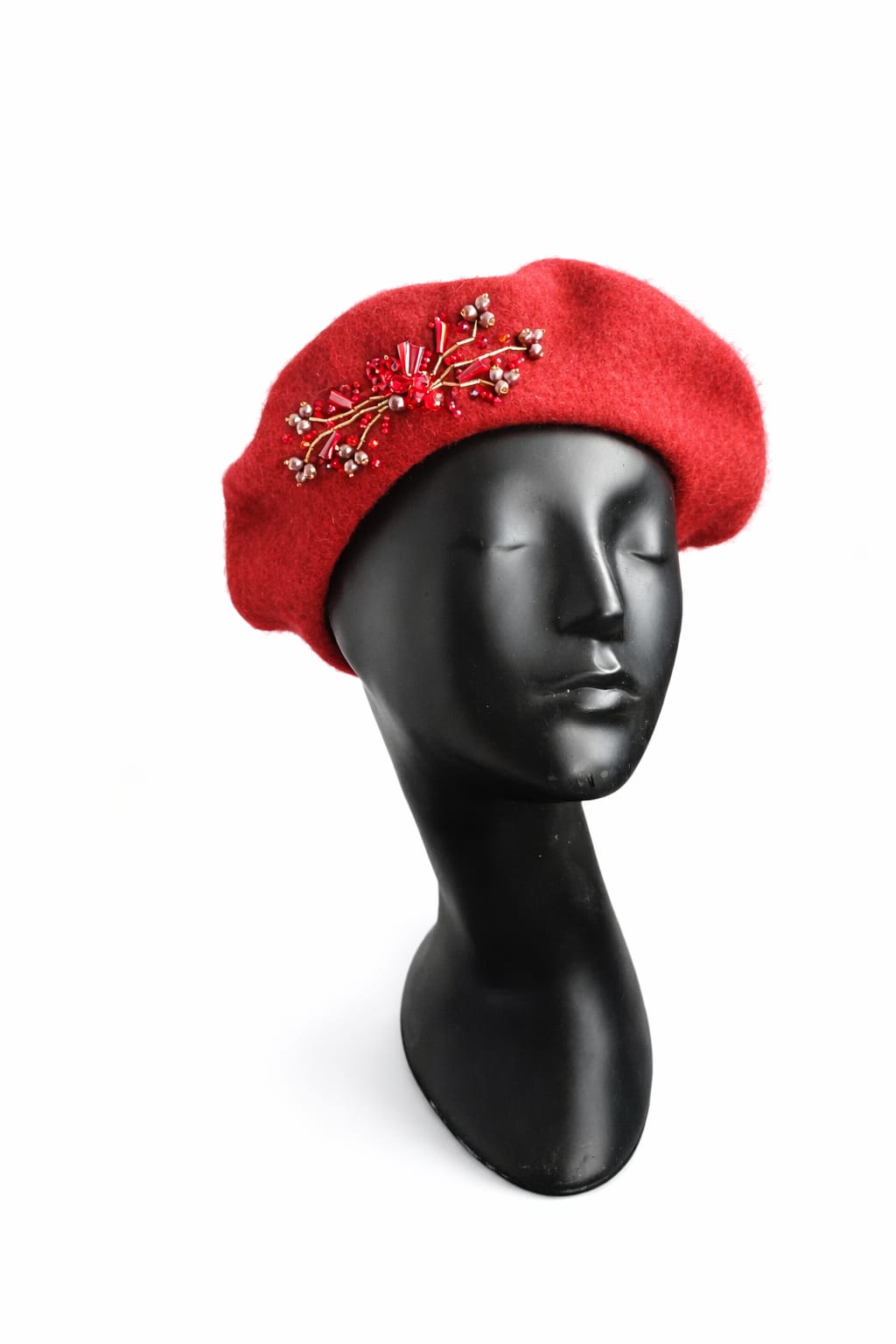 Handmade Beret with Crystal & Bead Details