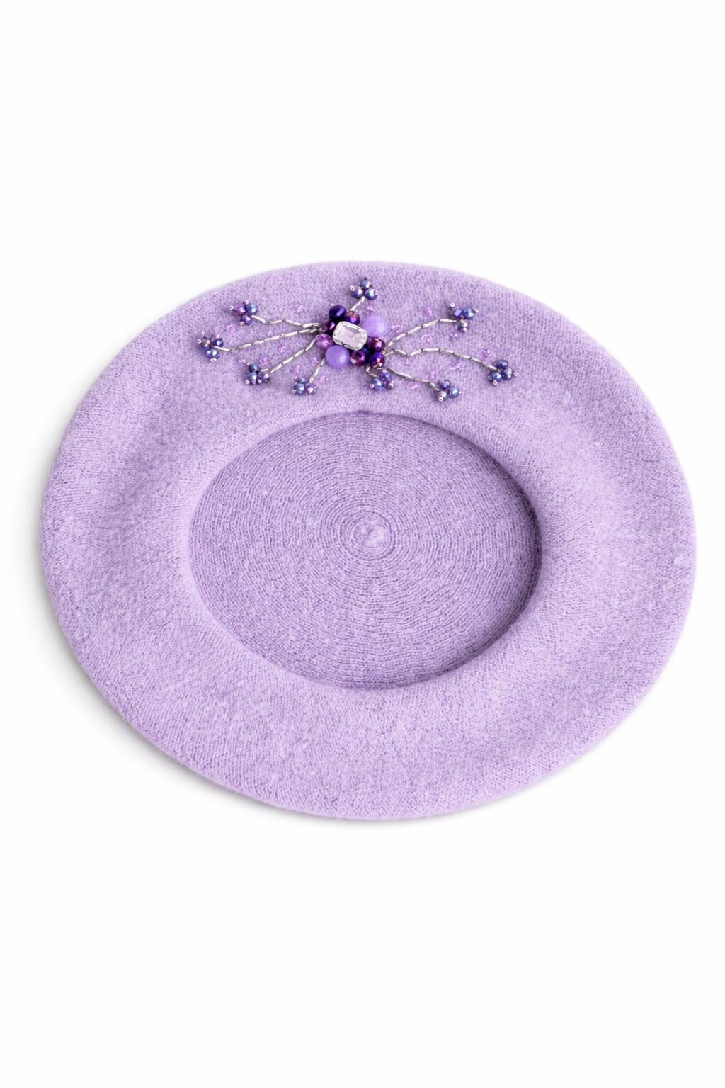 Handmade Beret with Crystal & Bead Details