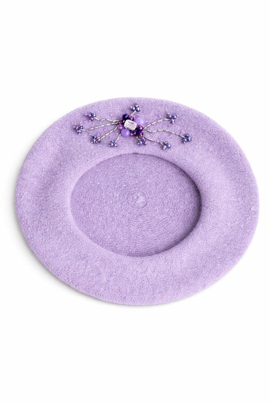 Handmade Beret with Crystal & Bead Details