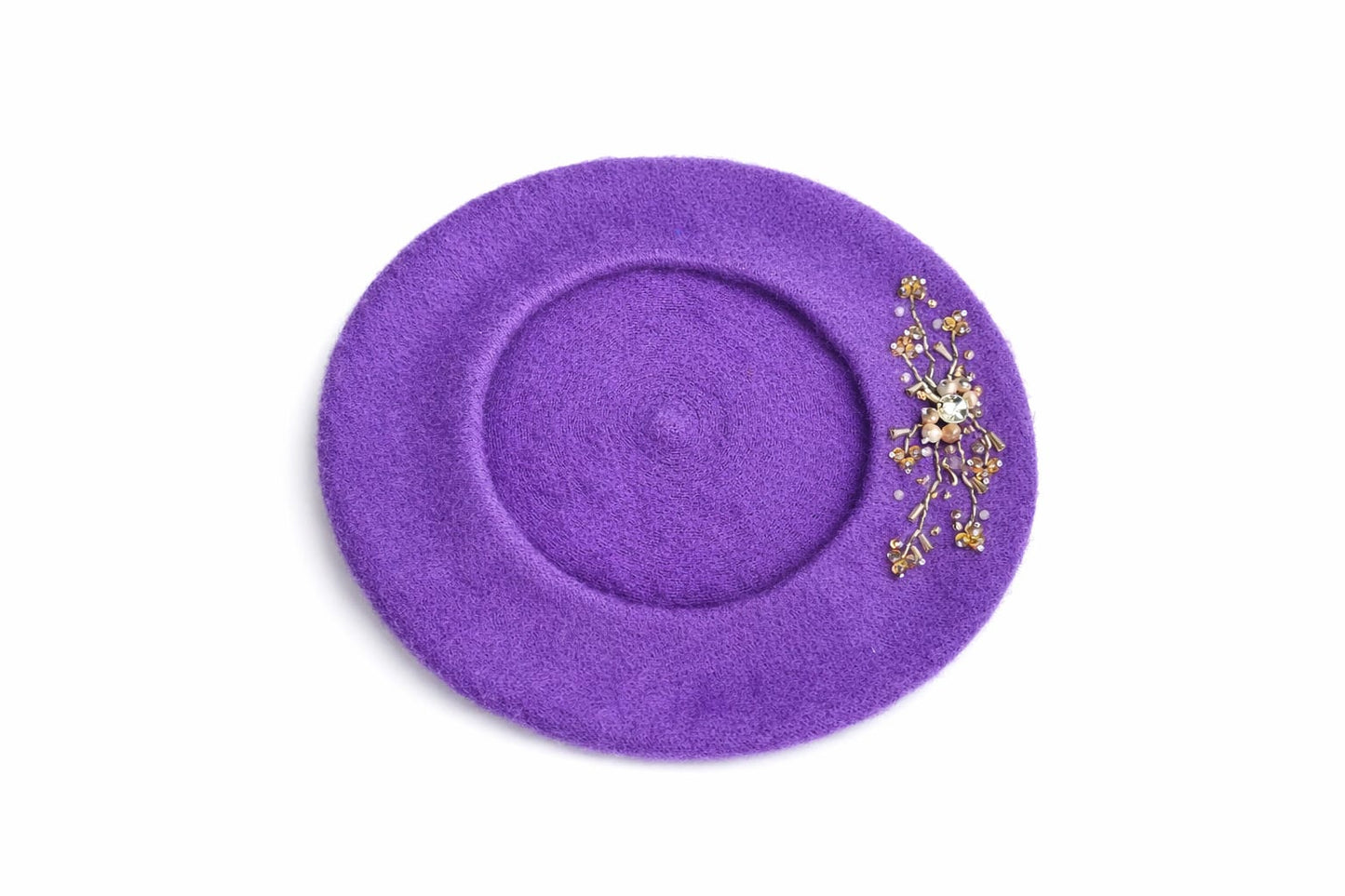 Handmade Beret with Crystal & Bead Details