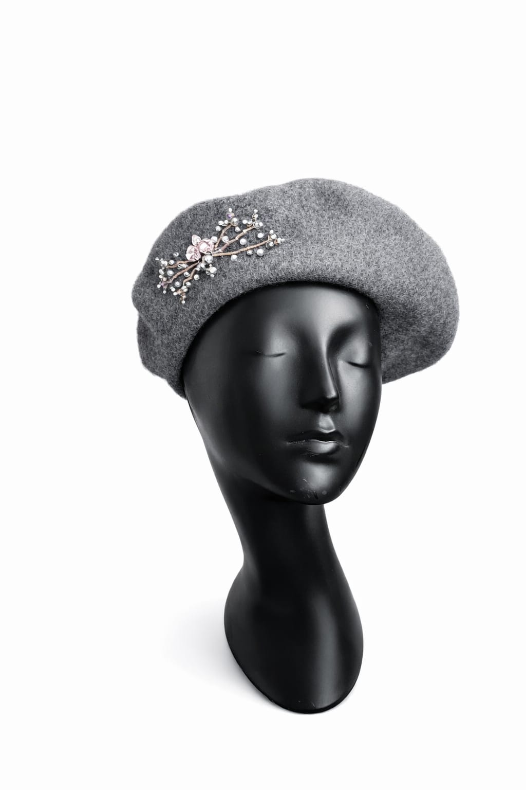 Handmade Beret with Crystal & Bead Details
