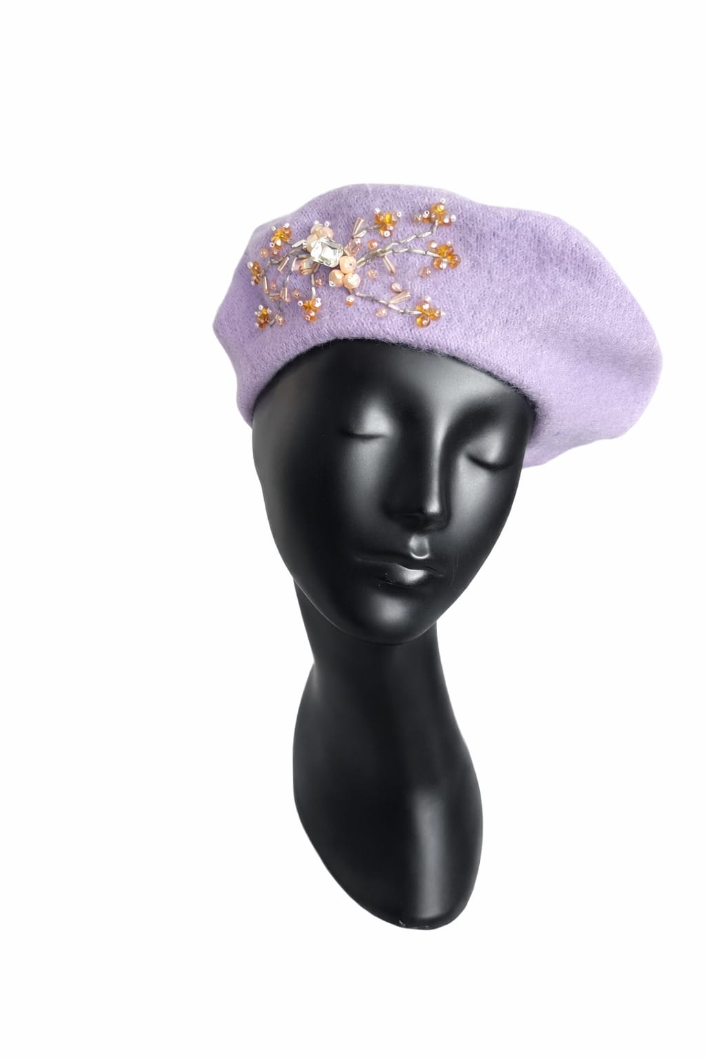 Handmade Beret with Crystal & Bead Details
