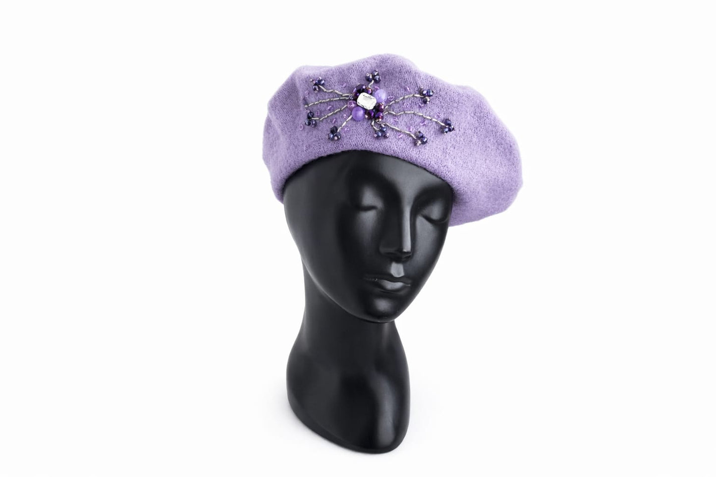 Handmade Beret with Crystal & Bead Details