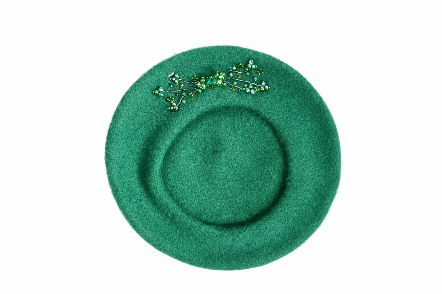 Handmade Beret with Crystal & Bead Details