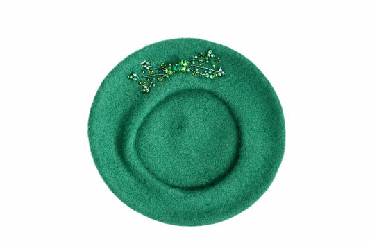 Handmade Beret with Crystal & Bead Details