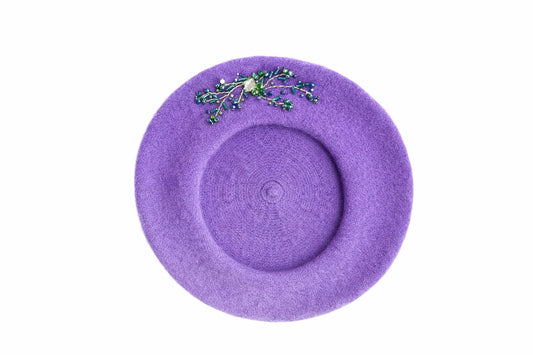 Handmade Beret with Crystal & Bead Details
