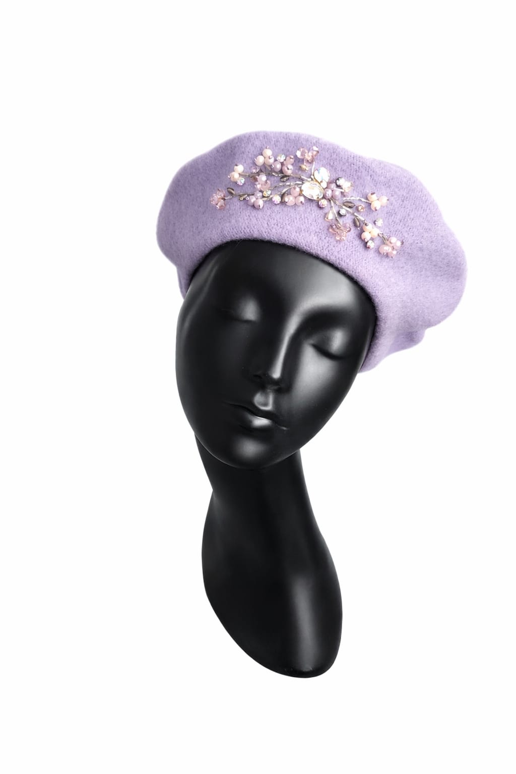 Handmade Beret with Crystal & Bead Details